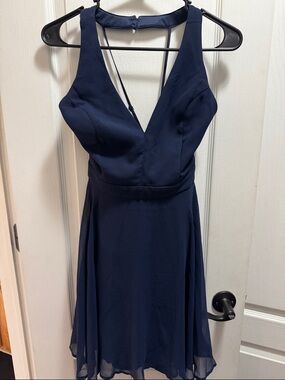 Sleeveless Navy V-Neck Mini Dress